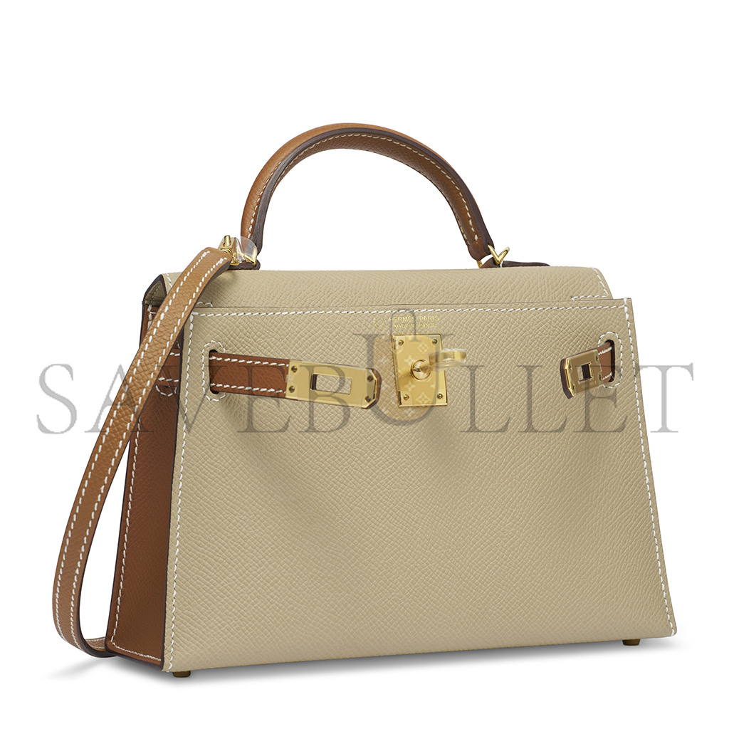 H**mes trench & gold epsom leather mini kelly ii with gold hardware (19*12*5.5cm)